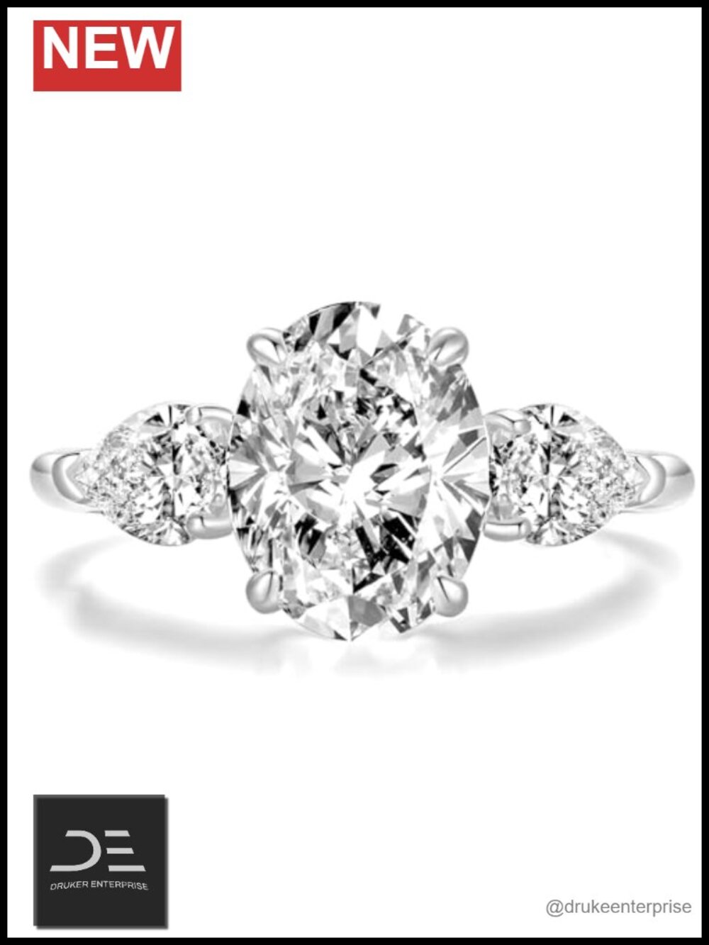 1.5 CT Oval 3-Stone Promise Ring S925 Sterling Silver Women's Engagement Ring